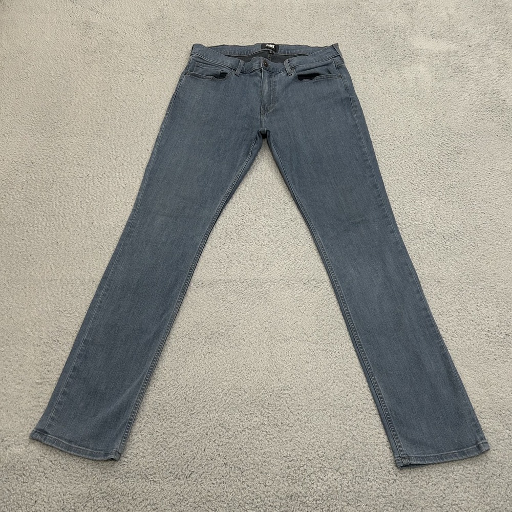 Paige Jeans Mens 34x34 Blue Federal Slim Straight Medium Wash Stretch Comfort